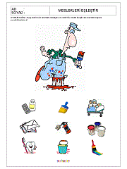 okul öncesi mesleğe uygun eşyayı bul çalışma sayfaları